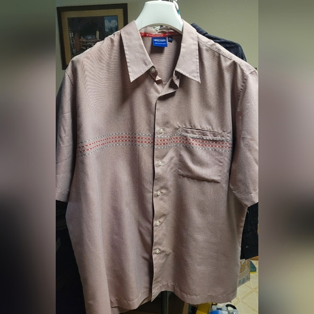 SIDEOUT button down loose surf shirt XL vintage red gray beach